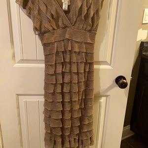 Gold V-cut dress. Dress is layered and lined!
